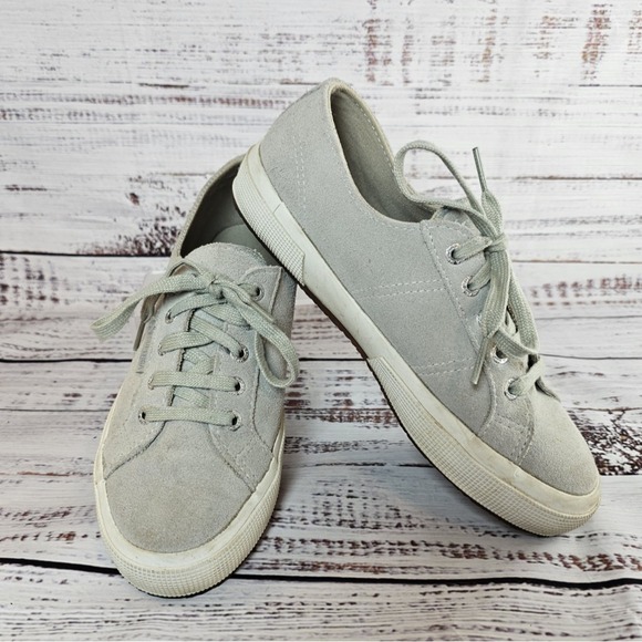 Superga 2750‎ Cotu Classic 2 US 7.5M Leather Sneakers Lace up  Grey/Beige EUC! - Picture 1 of 9